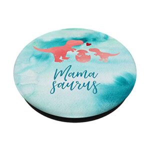 Mamasaurus Pink Dinosaur Mom with 2 Babies and Red Heart PopSockets PopGrip: Swappable Grip for Phones & Tablets