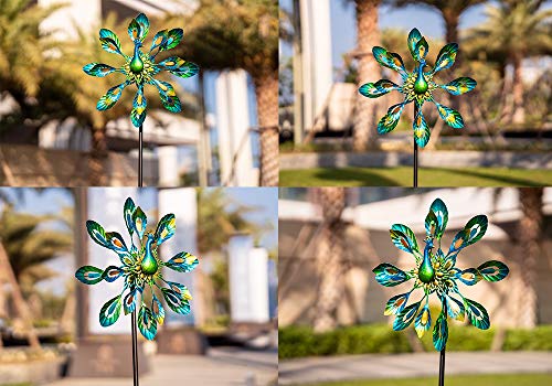 MUMTOP Wind Spinner 51" Peacock Double Wind Sculpture is Suitable for Decorating Your Patio, Lawn & Garden