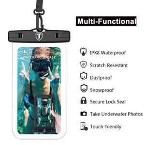 Takfox Waterproof Phone Pouch for Samsung Galaxy S23 Ultra S22 Plus S21 S20 FE Note 20 A02S A12 A03S A13 A14 A11 A21 A51 A71 A32 A23 A42 A52 A53 iPhone 14 Pro Max Cell Phone Dry Bag Case[2-Pack]-Clear