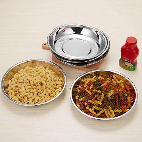 Eslite 6-Piece 18/10 Stainless Steel Round Plates,Dinner Plate Dish,9-Inch