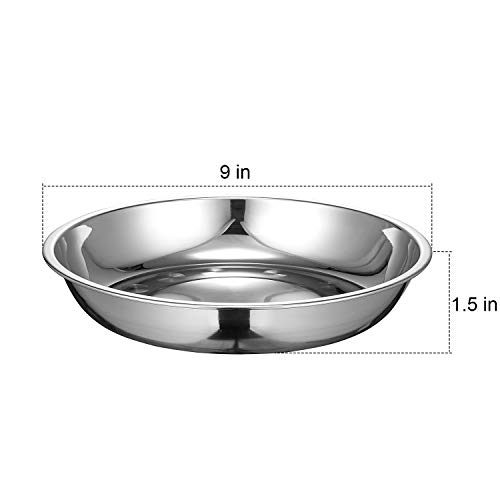 Eslite 6-Piece 18/10 Stainless Steel Round Plates,Dinner Plate Dish,9-Inch