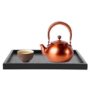black tray, food tea tray, rectangle solid wood tea coffee snack food meals serving tray plate for breakfast dinner ottoman coffee table parties home bathroom appetizer drinks(3 #)