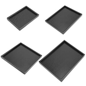 Black Tray, Food Tea Tray, Rectangle Solid Wood Tea Coffee Snack Food Meals Serving Tray Plate for Breakfast Dinner Ottoman Coffee Table Parties Home Bathroom Appetizer Drinks(3 #)