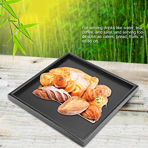 Black Tray, Food Tea Tray, Rectangle Solid Wood Tea Coffee Snack Food Meals Serving Tray Plate for Breakfast Dinner Ottoman Coffee Table Parties Home Bathroom Appetizer Drinks(3 #)