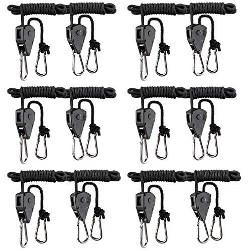 VIPARSPECTRA 6 Pair of 1/8 inch Heavy Duty Adjustable Grow Light Rope Hanger for Grow Light Fixtures & Gardening, 150lb Capacity