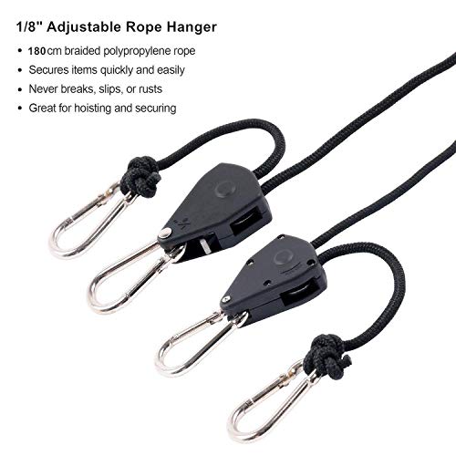 VIPARSPECTRA 6 Pair of 1/8 inch Heavy Duty Adjustable Grow Light Rope Hanger for Grow Light Fixtures & Gardening, 150lb Capacity