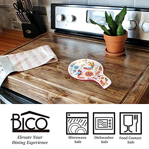 Bico Red Spring Bird Ceramic Spoon Rest, House Warming Gift, Dishwasher Safe
