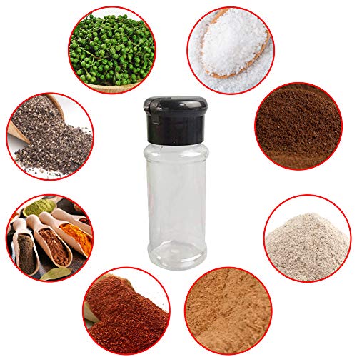 FEOOWV 25Pcs Empty Plastic Spice Bottles Set for Storing Barbecue Seasoning Salt Pepper and More 75 ml/2.5 oz (Black)