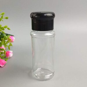 FEOOWV 25Pcs Empty Plastic Spice Bottles Set for Storing Barbecue Seasoning Salt Pepper and More 75 ml/2.5 oz (Black)