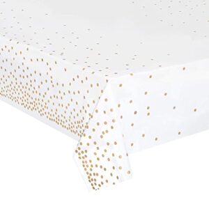hapray 4 pack plastic tablecloths for rectangle tables, waterproof disposable party table cloths with gold dot, rectangular table covers for decorations, baby shower, birthday, wedding, 54” x 108”