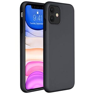 miracase liquid silicone phone case compatible with iphone 11 6.1 inch(2019), gel rubber full body protection cover case drop protection case (black)