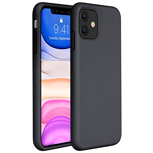 Miracase Liquid Silicone Phone Case Compatible with iPhone 11 6.1 inch(2019), Gel Rubber Full Body Protection Cover Case Drop Protection Case (Black)