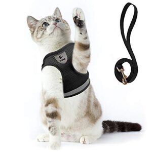 supet cat harness and leash set for walking and small dog soft mesh harness adjustable vest with reflective strap comfort fit for pet kitten puppy rabbit