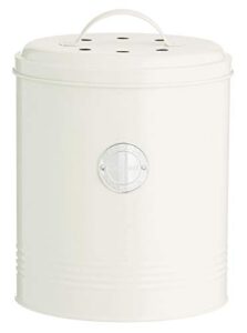 typhoon compost caddy with carbon filters, steel, 2.5 litre, cream, 84.5 female oz/2.6 quart