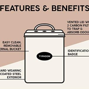 Typhoon Compost Caddy with Carbon Filters, Steel, 2.5 Litre, Cream, 84.5 Female oz/2.6 Quart