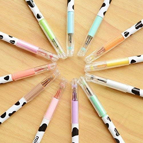 NYKKOLA Diamond Cute Gel Pen Milky Cow Pens,12PCS 0.35mm Extra-Fine Ballpoint Pen Perfect for Office School Supplies Gifts for Boys Girls(Milk 12 Pcs)