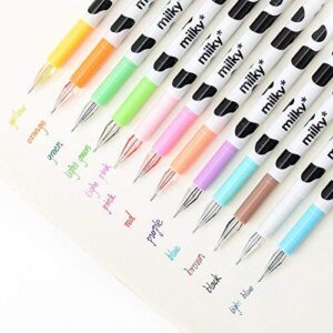 NYKKOLA Diamond Cute Gel Pen Milky Cow Pens,12PCS 0.35mm Extra-Fine Ballpoint Pen Perfect for Office School Supplies Gifts for Boys Girls(Milk 12 Pcs)