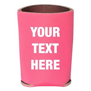12 pieces custom personalized insulated beverage holder your text here beer can insulators, coolies for 12 ounce cans and bottles (pink)
