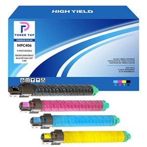toner tap high yield for ricoh mp c406 c307 c306 (4-pack bundle) 842091 842092 842093 842094 compatible cartridge replacements