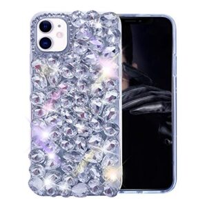 Bonitec for iPhone 11 Case 3D Glitter Sparkle Bling Case for Women Luxury Shiny Crystal Rhinestone Diamond Bumper Clear Gems Protective Case Cover