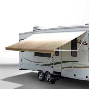 recpro rv awning fabric replacement 17 foot camper awning | tan | width size options | 8' (96") length | heat sealed | 3 year warranty (17 feet, actual 16' 1")