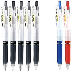 sarasa Mark on Gel ink 0.5mm ballpoint pens ink color (5 Black,1 Blue,1 Red) total 7