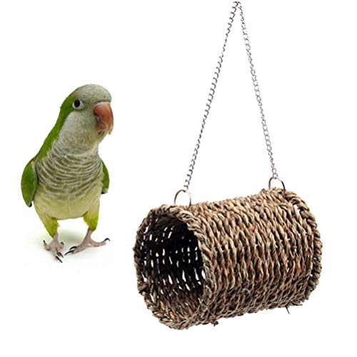 POPETPOP Seagrass Bird Hut - Bird Tent Snuggle Toy Sea Grass Bird & Small Animal Snuggle Hut