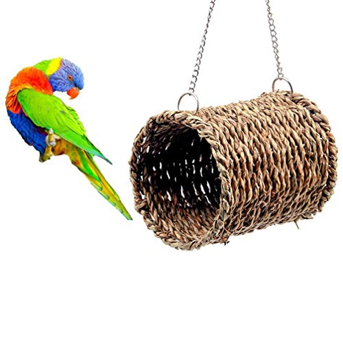 POPETPOP Seagrass Bird Hut - Bird Tent Snuggle Toy Sea Grass Bird & Small Animal Snuggle Hut