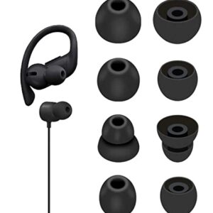 JNSA 8pcs Black Replacement Silicone Ear Tips Ear Buds Compatible with Powerbeats Pro Earphones - Black [Powerbeats Pro Ear Tip]