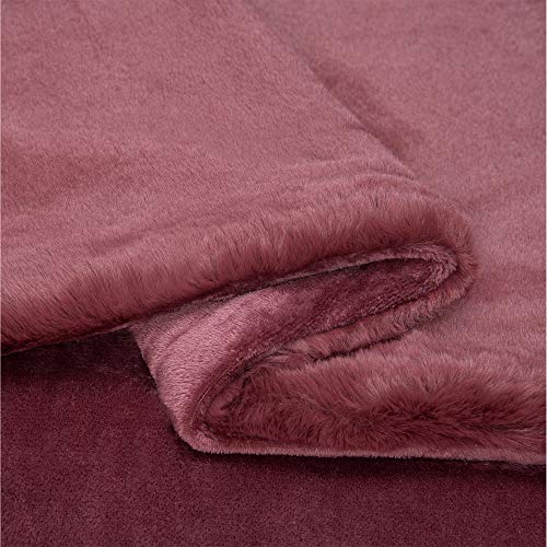 UGG 18965 Euphoria Plush Faux Fur Reversible Throw Blanket for Couch or Bed Luxury Blankets Soft Luxurious Cozy Home Decor Hotel Style Fuzzy Fluffy Soft Sofa Throws, 70 x 50-Inch, Dusty Rose