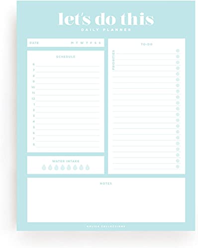 Bliss Collections Daily Planner, Let's Do This, Daily Notepad with Undated Sheets, Helps Organize and Track Health, Productivity, Appointments, Tasks and Goals, 8.5"x11" Tear-Off Sheets (50 Sheets)