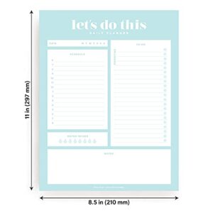 Bliss Collections Daily Planner, Let's Do This, Daily Notepad with Undated Sheets, Helps Organize and Track Health, Productivity, Appointments, Tasks and Goals, 8.5"x11" Tear-Off Sheets (50 Sheets)