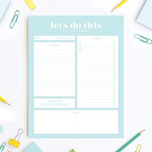 Bliss Collections Daily Planner, Let's Do This, Daily Notepad with Undated Sheets, Helps Organize and Track Health, Productivity, Appointments, Tasks and Goals, 8.5"x11" Tear-Off Sheets (50 Sheets)