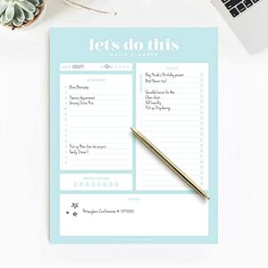 Bliss Collections Daily Planner, Let's Do This, Daily Notepad with Undated Sheets, Helps Organize and Track Health, Productivity, Appointments, Tasks and Goals, 8.5"x11" Tear-Off Sheets (50 Sheets)