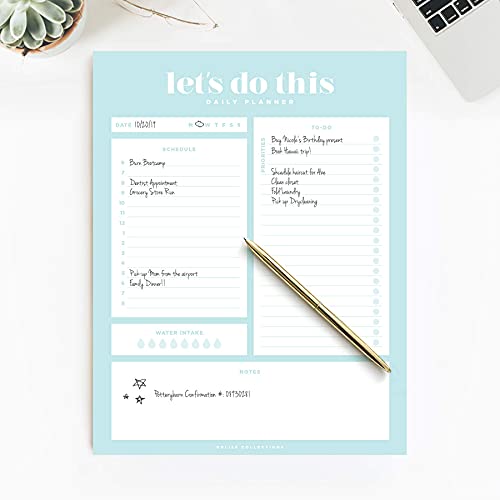 Bliss Collections Daily Planner, Let's Do This, Daily Notepad with Undated Sheets, Helps Organize and Track Health, Productivity, Appointments, Tasks and Goals, 8.5"x11" Tear-Off Sheets (50 Sheets)