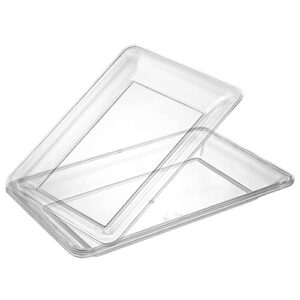plasticpro plastic serving trays - serving platters rectangle 10 x 14 disposable party dish crystal clear pack of 4