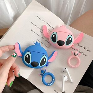 Joyleop(Q-Pink) Compatible with Airpods 1/2 Case Cover, 3D Cute Cartoon Animal Funny Fun Cool Kawaii Fashion,Silicone Character Skin Keychain Ring, Girls Boys Teens Kids,Case for Airpod 1& 2
