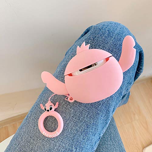 Joyleop(Q-Pink) Compatible with Airpods 1/2 Case Cover, 3D Cute Cartoon Animal Funny Fun Cool Kawaii Fashion,Silicone Character Skin Keychain Ring, Girls Boys Teens Kids,Case for Airpod 1& 2