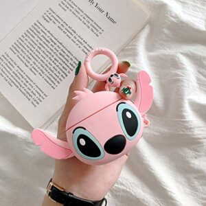 Joyleop(Q-Pink) Compatible with Airpods 1/2 Case Cover, 3D Cute Cartoon Animal Funny Fun Cool Kawaii Fashion,Silicone Character Skin Keychain Ring, Girls Boys Teens Kids,Case for Airpod 1& 2