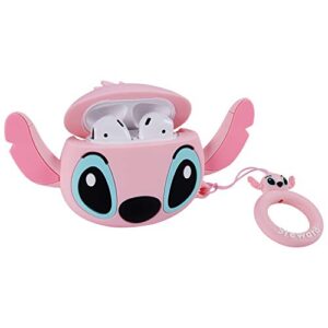 Joyleop(Q-Pink) Compatible with Airpods 1/2 Case Cover, 3D Cute Cartoon Animal Funny Fun Cool Kawaii Fashion,Silicone Character Skin Keychain Ring, Girls Boys Teens Kids,Case for Airpod 1& 2