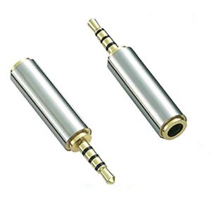 2.5mm male to 3.5mm female audio adapter gold plated aux auxiliary plug splitter 3 ring jack support converter headphone earphone headset stereo or mono(2 pack)