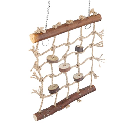 Bird Climbing Net Hemp Rope Bird Climbing Ladder Hanging Cage Chew Toy Play Gym Hanging Swing Net for Parrots, Budgies, Parakeets, Cockatiels, Conures, Macaws, Lovebirds, Finches