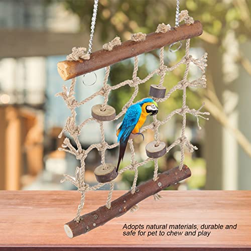 Bird Climbing Net Hemp Rope Bird Climbing Ladder Hanging Cage Chew Toy Play Gym Hanging Swing Net for Parrots, Budgies, Parakeets, Cockatiels, Conures, Macaws, Lovebirds, Finches