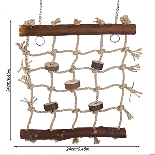 Bird Climbing Net Hemp Rope Bird Climbing Ladder Hanging Cage Chew Toy Play Gym Hanging Swing Net for Parrots, Budgies, Parakeets, Cockatiels, Conures, Macaws, Lovebirds, Finches