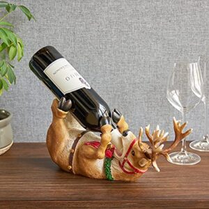 True Reindeer Polyresin Wine Bottle Holder Set of 1, Brown, Holds 1 Standard Wine Bottle