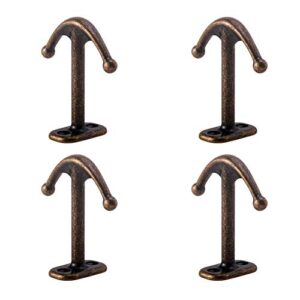 BAMI-LEE House Zinc Alloy Double Prong Ceiling Hooks, 4-Pack Under Shelf Coat Hooks Hanging Towel Robe Clothes Cap Bathroom Kitchen Cabinet Garage Use (Bronze)