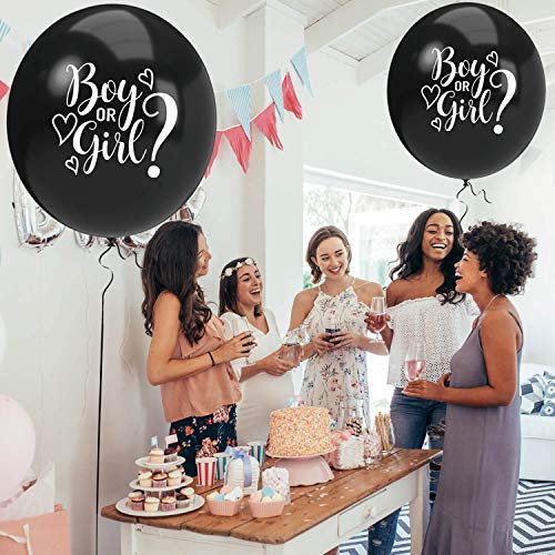 Gender Reveal Balloon with Confetti, 36 Inch Black Boy or Girl Gender Reveal Balloon Kit with Pink and Blue Round Confetti for Baby Shower, Gender Reveal Decorations