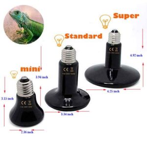 2RZ 250 Watt Reptile Heat Lamp Bulb, No Light Infrared Ceramic Heat Emitter for Pets Terrarium Brooder Coop, Lizard, Aquarium, Lambs, Snake, Amphibian, Black