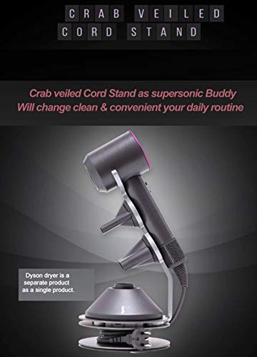 Supersonic Hair Dryer Premium Stand Holder ( Crab part : PU Coating) with Veil Cord Stand Organizer arrangement, Invisible Wire Storage Bathroom & Bedroom Stand Holder [Upgrade]