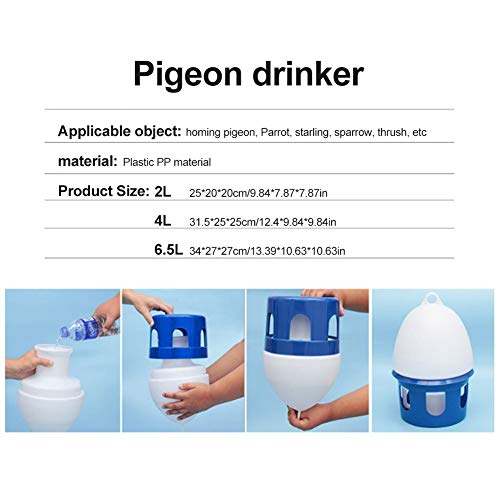 Automatic Bird Pigeon Feeder Large Capacity Water Dispenser Waterer Drinker for Pet Bird Pigeon Parrots Cage Accessories(2L)